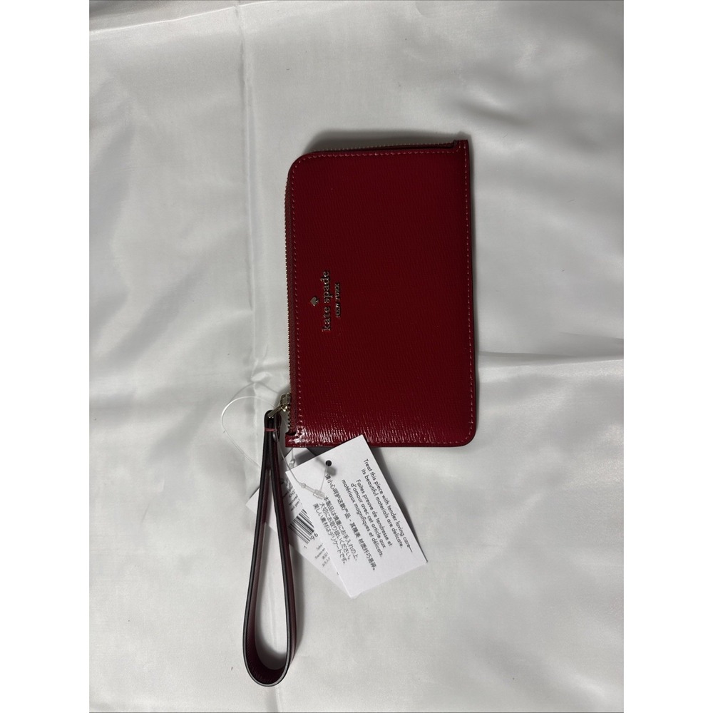 Kate Spade Lucy Medium L-Zip‎ Saffiano Leather Wristlet Red Jam KN215